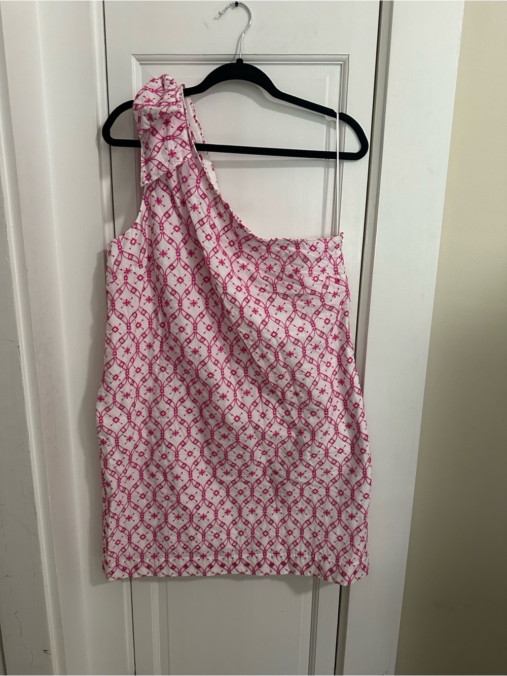 NWT J. Crew Women’s One-Shoulder Pink Eyelet Dress, 100% Cotton